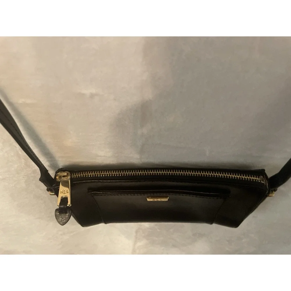 Lauren Ralph Lauren RLL Black‎ Leather Medium Shoulder Bag Purse